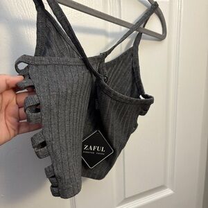 Zaful Charcoal Ribbed Bandeau